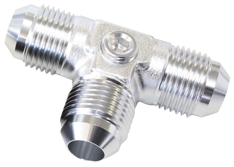 Flare AN Tee -8AN  With 2 x 1/8" NPT Ports, Silver Finish
