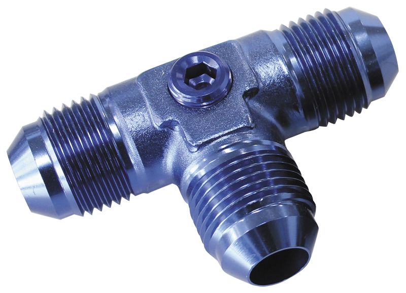 Flare AN Tee -8AN  With 2 x 1/8" NPT Ports, Blue Finish