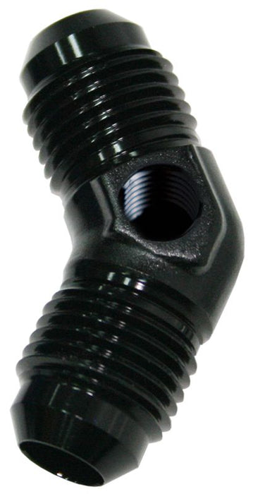 45° Male Flare Union -6AN  With 1/8" NPT Port. Black Finish