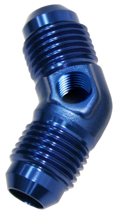 45° Male Flare Union -6AN  With 1/8" NPT Port. Blue Finish