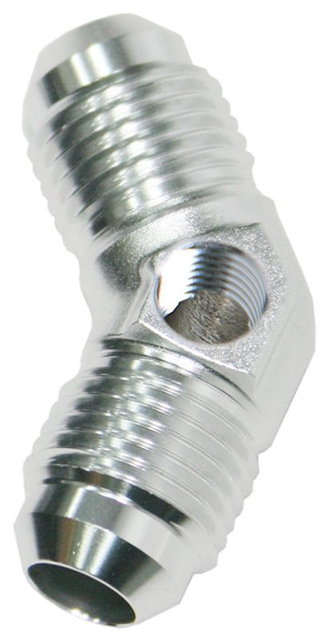 45° Male Flare Union -8AN  With 1/8" NPT Port. Silver Finish
