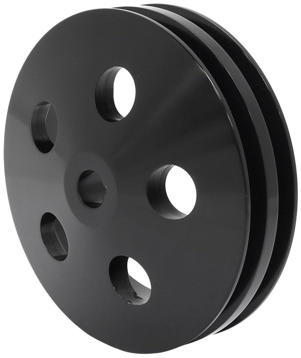 Power Steering Pump Pulley with Double Groove - Black Finish  Suits GM Saginaw Pump