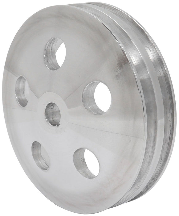 Power Steering Pump Pulley with Double Groove - Chrome Finish  Suits GM Saginaw Pump