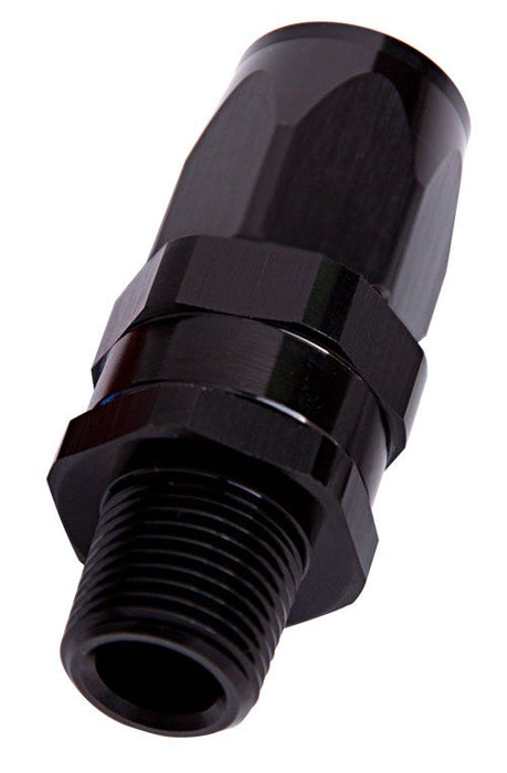 Male NPT Taper Swivel Straight Hose End 3/8" to -8AN  Black Finish. Suit 100 & 450 Series Hose