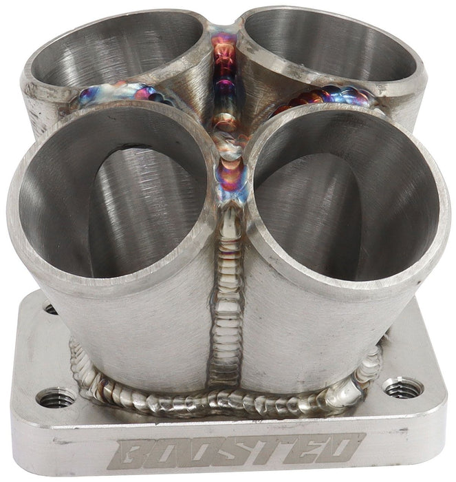 Aeroflow 4 into 1 Round Stainless Steel Turbo Merge Collector, T25/T28 Flange No Wastegate Hole