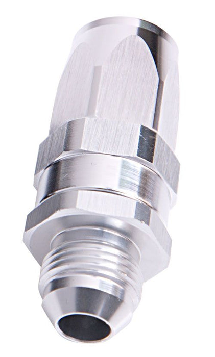 Male AN Taper Swivel Straight Hose End -6AN to -6AN  Silver Finish. Suit 100 & 450 Series Hose