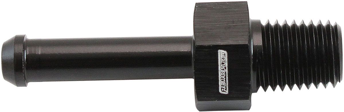 Male NPT to Barb Straight Adapter 1/16" to3/16"  Black Finish