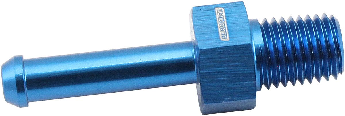 Male NPT to Barb Straight Adapter 1/16" to3/16"  Blue Finish