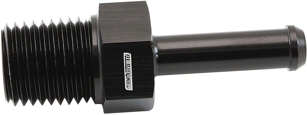 Male NPT to Barb Straight Adapter 1/4" to 1/4"  Black Finish