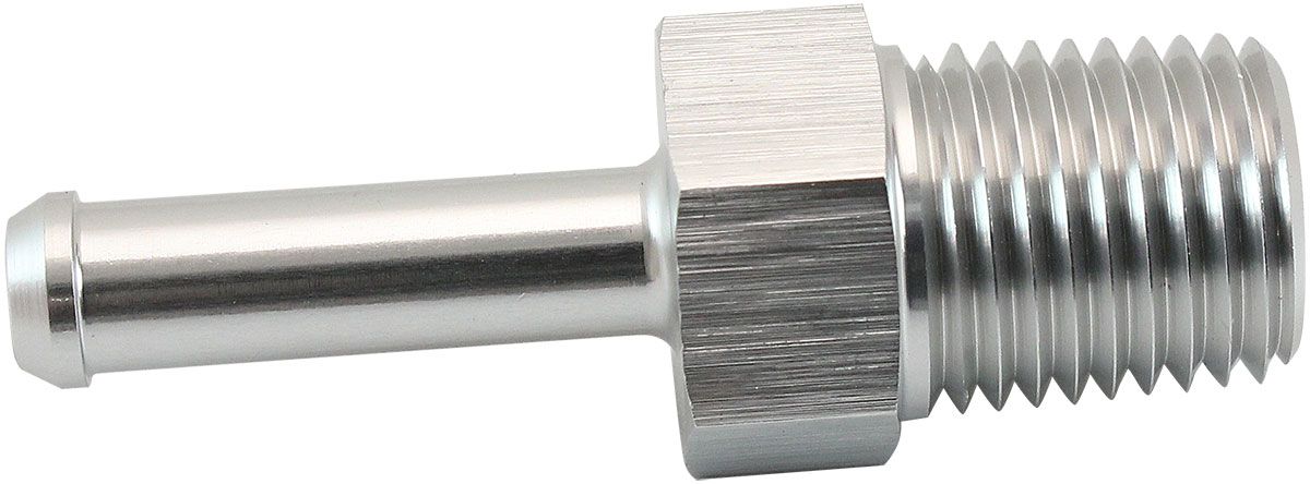Male NPT to Barb Straight Adapter 1/4" to 1/4"  Silver Finish