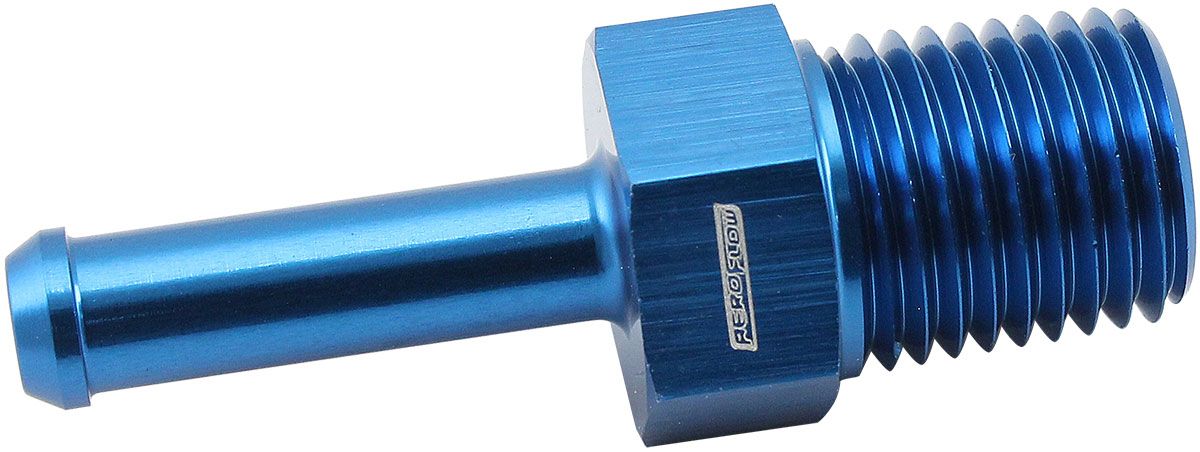 Male NPT to Barb Straight Adapter 1/4" to 1/4"  Blue Finish
