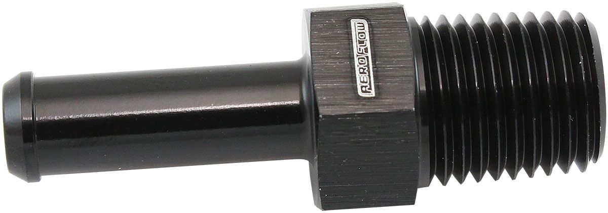 Male NPT to Barb Straight Adapter 1/4" to 5/16"  Black Finish