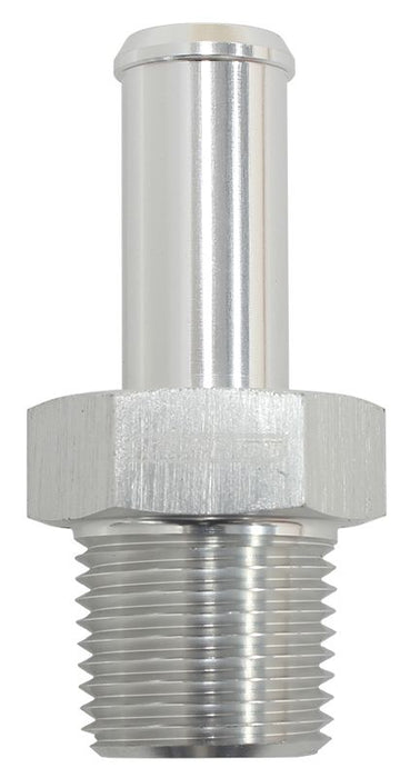 Male NPT to Straight AN Hose Barb  3/8" NPT to -8 100/450 series Hose, Silver Finish