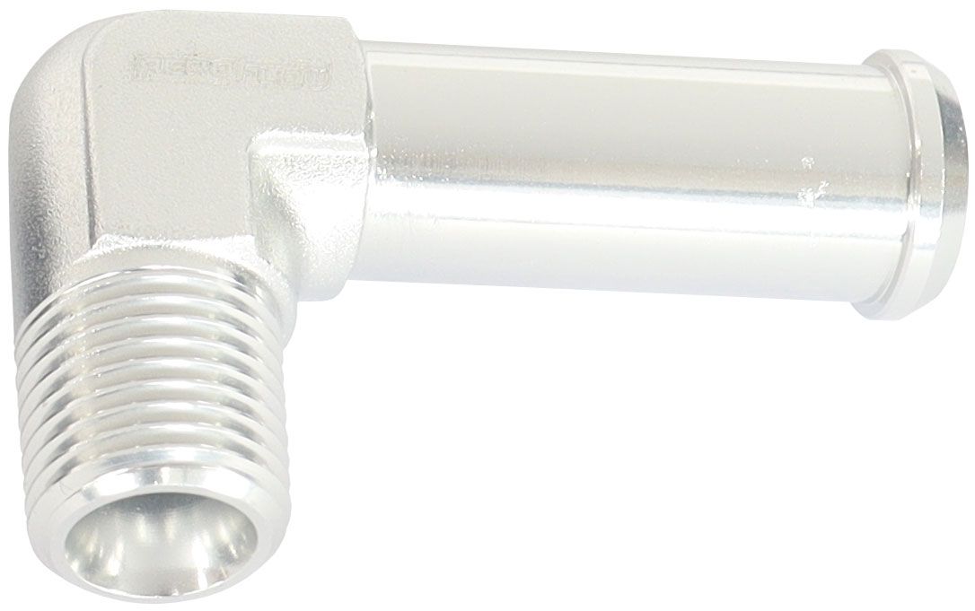 Male NPT to Barb 90° Adapter 1/8" to 3/8"  Silver Finish