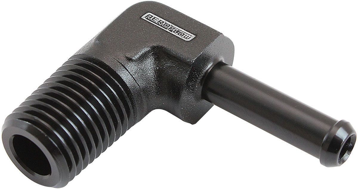 Male NPT to Barb 90 Degree Adapter 1/4" to 1/4"  Black Finish