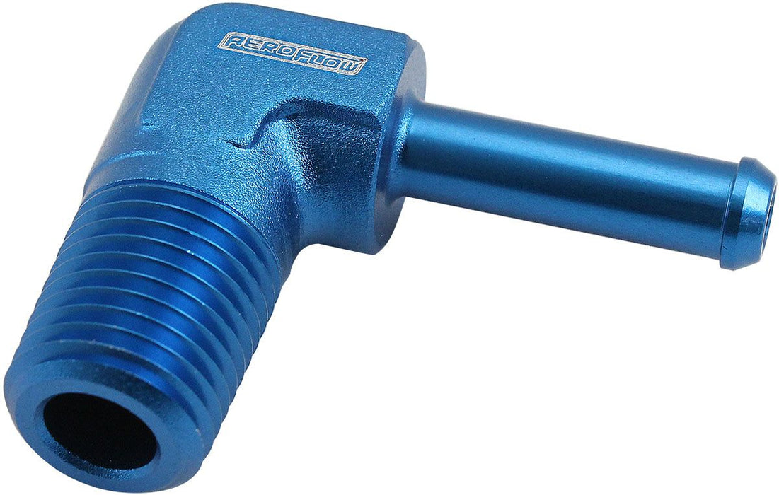 Male NPT to Barb 90 Degree Adapter 1/4" to 1/4"  Blue Finish