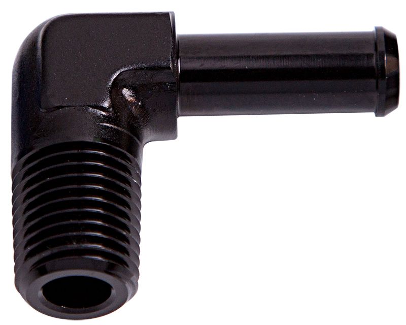 Male NPT to Barb 90° Adapter 1/8" to 1/4"  Black Finish