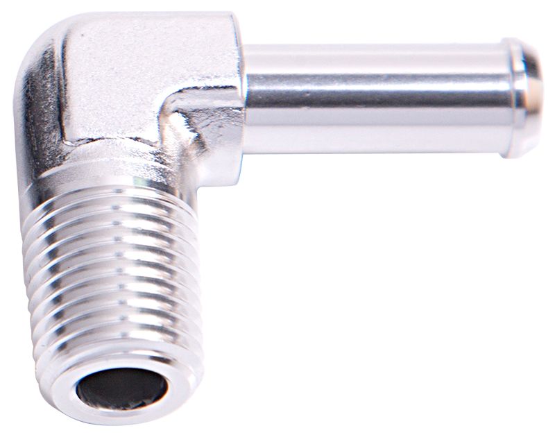 Male NPT to Barb 90° Adapter 1/2" to 3/4"  Silver Finish