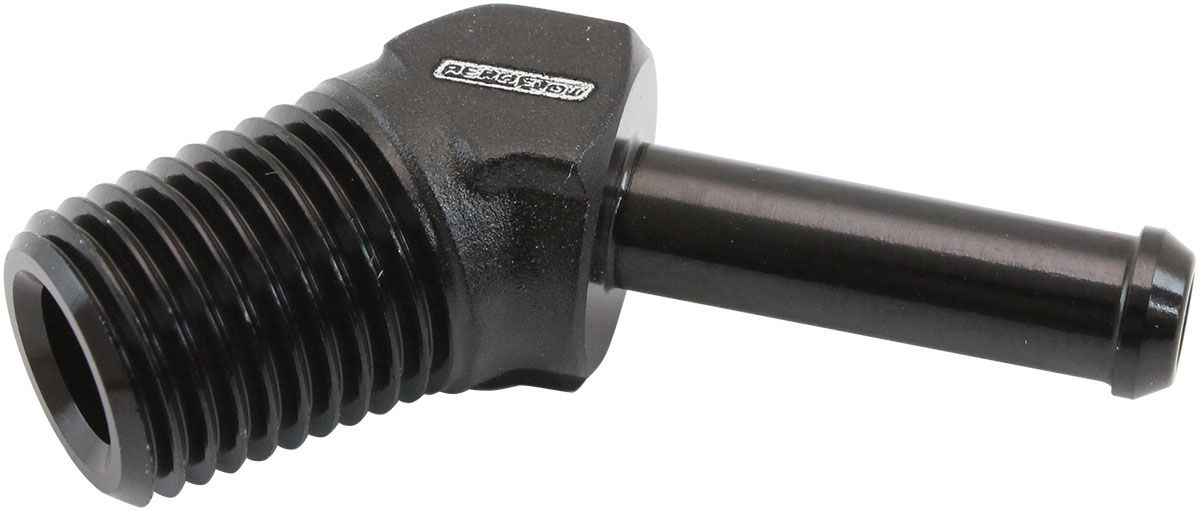 Male NPT to Barb 45 Degree Adapter 1/4" to 1/4"  Black Finish