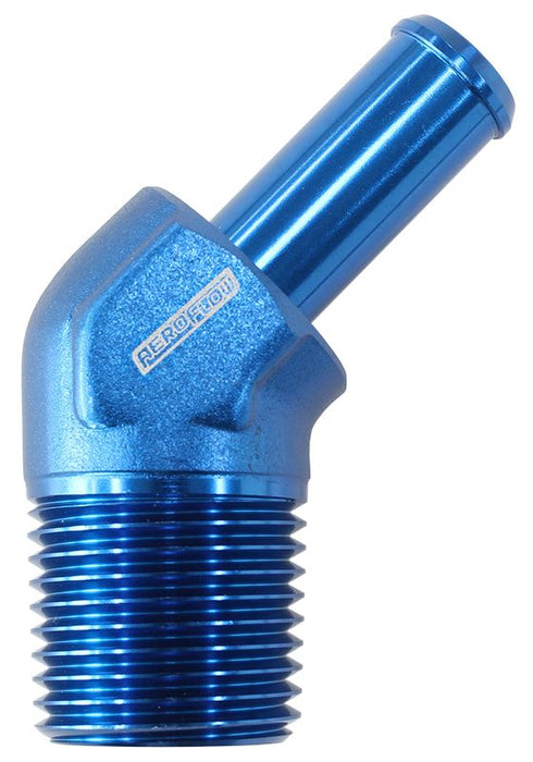 Male NPT to 45° AN Hose Barb  3/8" NPT to -10 100/450 series Hose, Blue Finish