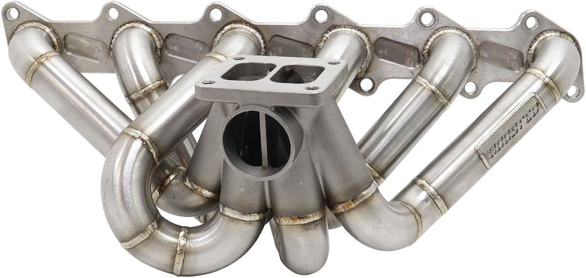 Aeroflow Ford Barra T4 Turbo Stainless Steel Manifold Suits High Mount GT35-GT42 Turbo, with 50mm External Wastegate Flange