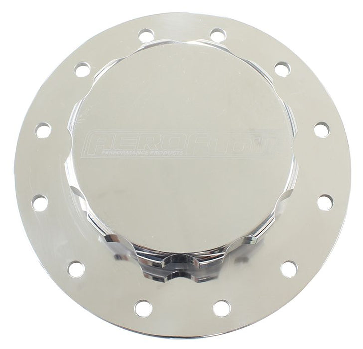 Screw-On Billet Fuel Cell Cap Assembly    Polished Finish With Bolts & Gasket.