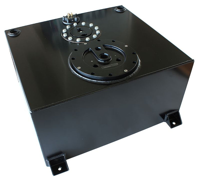 Aluminium 15 Gallon (57L) Fuel Cell Flat Bottom Triple 40mm Pump Hanger & Fuel Sender - Black  18-1/8" L x 20-1/16" W x 10-1/4" H (460mm L x 510mm W x 260mm H)