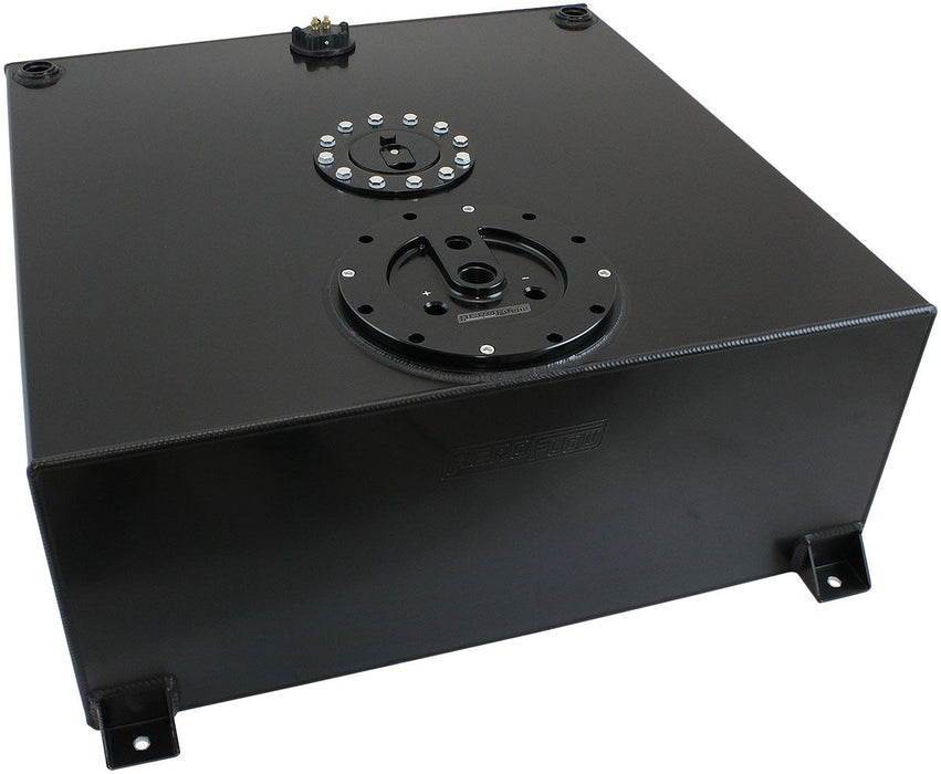 Aluminium 100 Liter (26 Gal) Fuel Cell Flat Bottom Triple 60mm Pump Hanger & Fuel Sender - Black  25-19/32" L x 25-19/32" W x 10-1/4" H (650mm L x 650mm W x 260mm H)