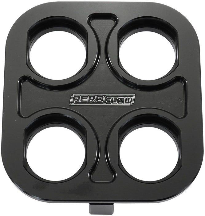 Aeroflow Universal Modular 4-Port Square Billet Bulkhead Plate Black Finish