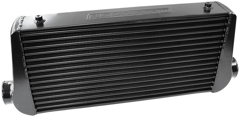 600x300x76mm Street Series Aluminium Intercooler, Black Finish   3" Slip On Inlet and Outlet with 2 M8x1.25mm Mounting Bosses