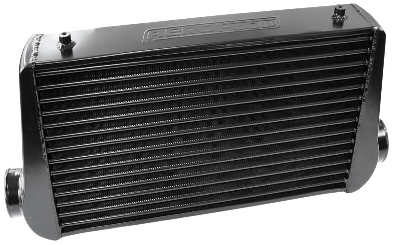 450x300x76mm Street Series Aluminium Intercooler, Black Finish   3" Slip On Inlet and Outlet with 2 M8x1.25mm Mounting Bosses