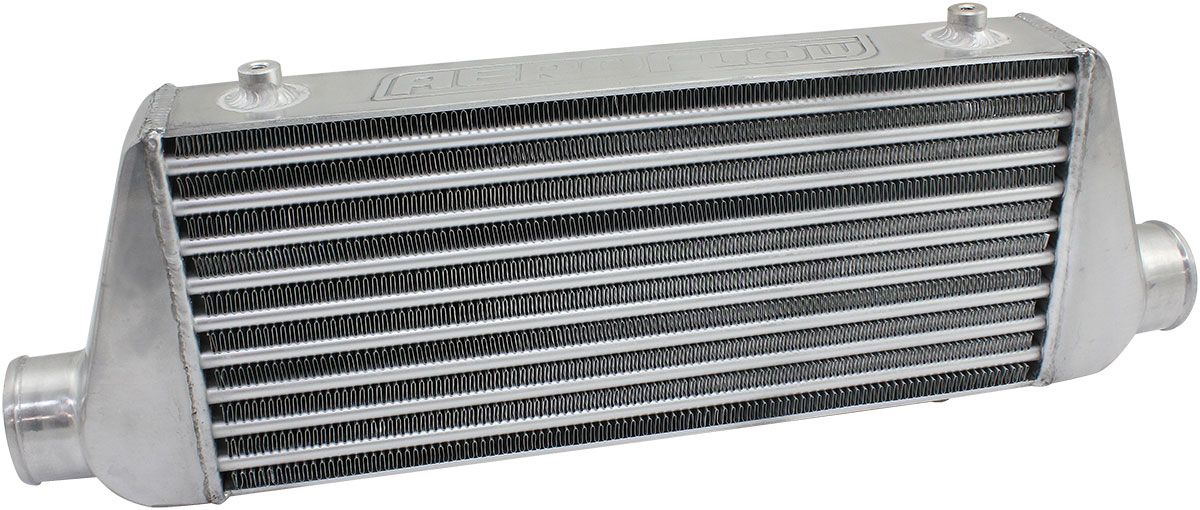 450x200x76mm Street Series Aluminium Intercooler, Polished Finish   3" Slip On Inlet and Outlet with 2 M8x1.25mm Mounting Bosses