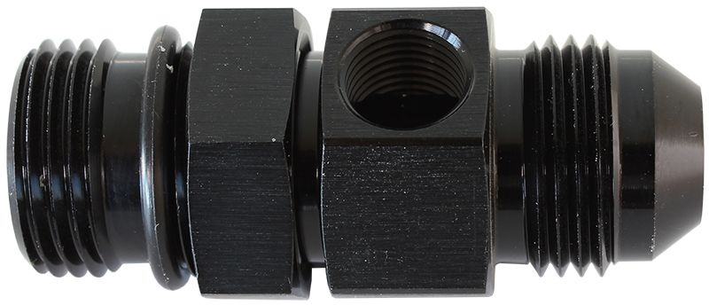 '-6ORB to -6AN Extension with 1/8" Port  Black Finish