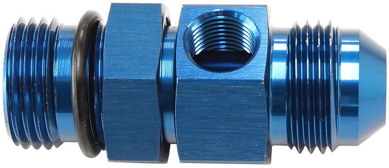 '-6ORB to -6AN Extension with 1/8" Port  Blue Finish