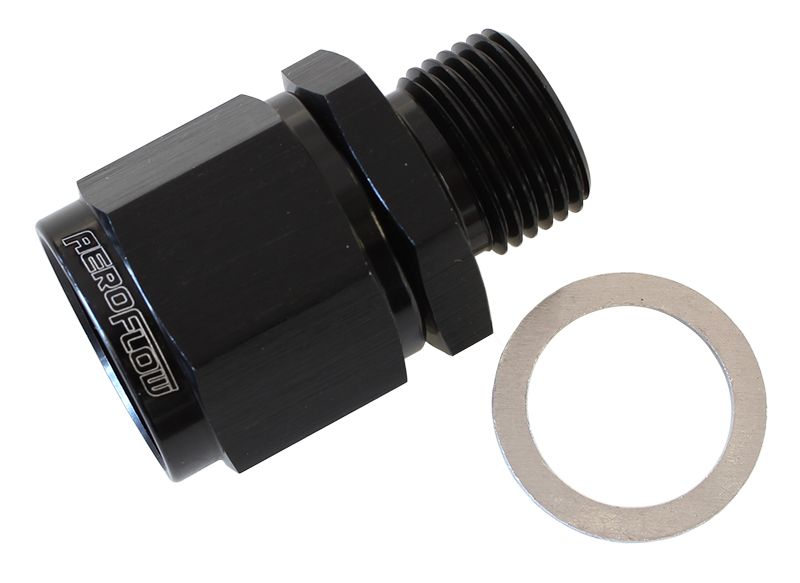 Male M18 x 1.5 to Female -10AN Swivel Adapter  Supplied With Washer, Black Finish