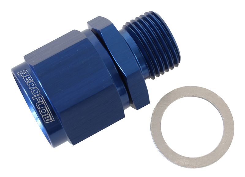 Male M18 x 1.5 to Female -10AN Swivel Adapter  Supplied With Washer, Blue Finish