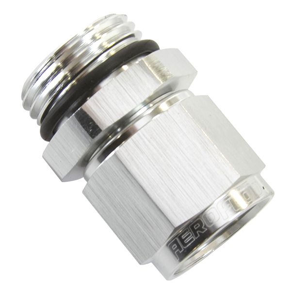 Male -6 ORB to Female -6AN Swivel Adapter  Silver Finish