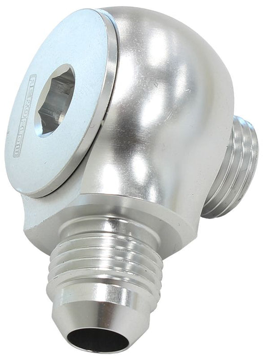90° Low Profile -10ORB to -8AN Male Adapter  Silver Finish