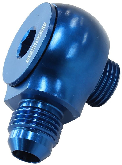 90° Low Profile -10ORB to -8AN Male Adapter  Blue Finish