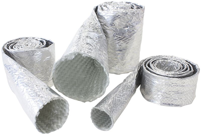 Aluminised Silver HeatSleeve - 1-1/8" to 1-1/2" I.D. and 12ft (3.7m) Length   Withstands 500°F Direct Heat