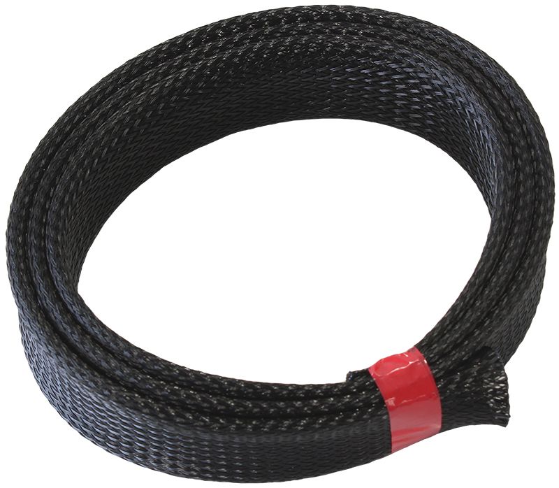 Flex Braid Wrap 1" (25.40mm) I.D. 1 MeterLength  Black Finish, Tight Weave High Coverage