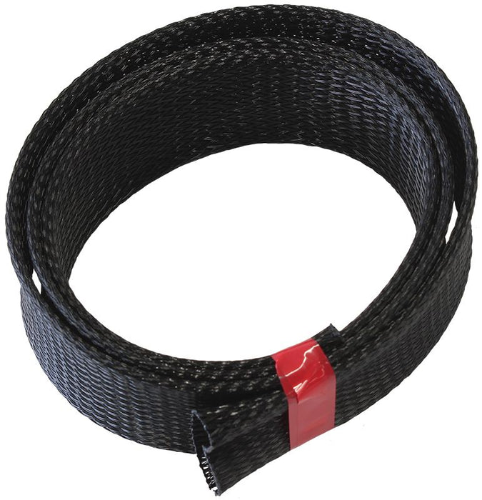 Flex Braid Wrap 1-1/2" (38.10mm) I.D. 1 Meter Length  Black Finish, Tight Weave High Coverage