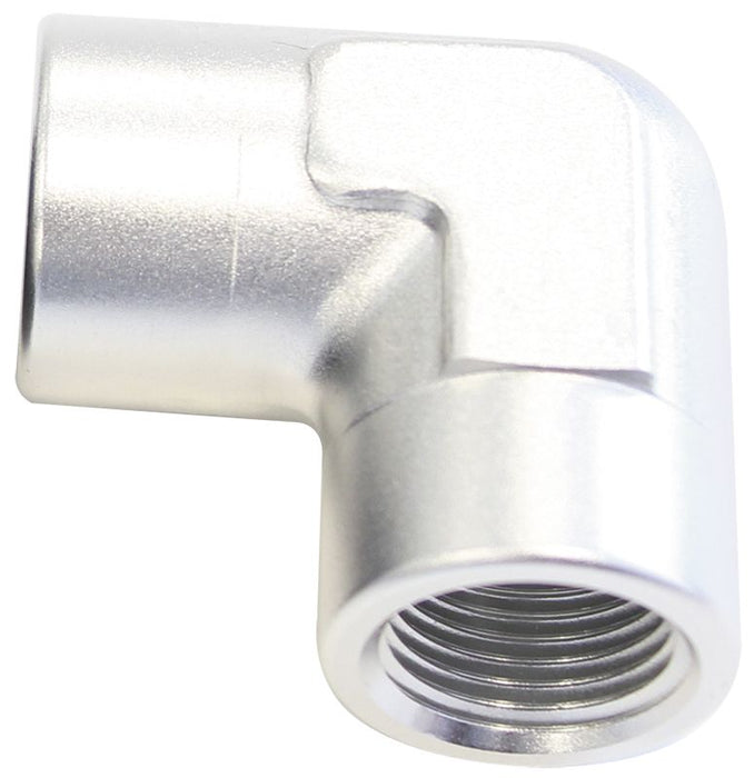 90° NPT Female Adapter - 3/8"  Silver Finish