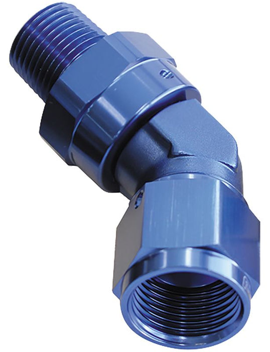45° 3/8" NPT Swivel to -8AN Female AN FlareAdapter   Blue Finish