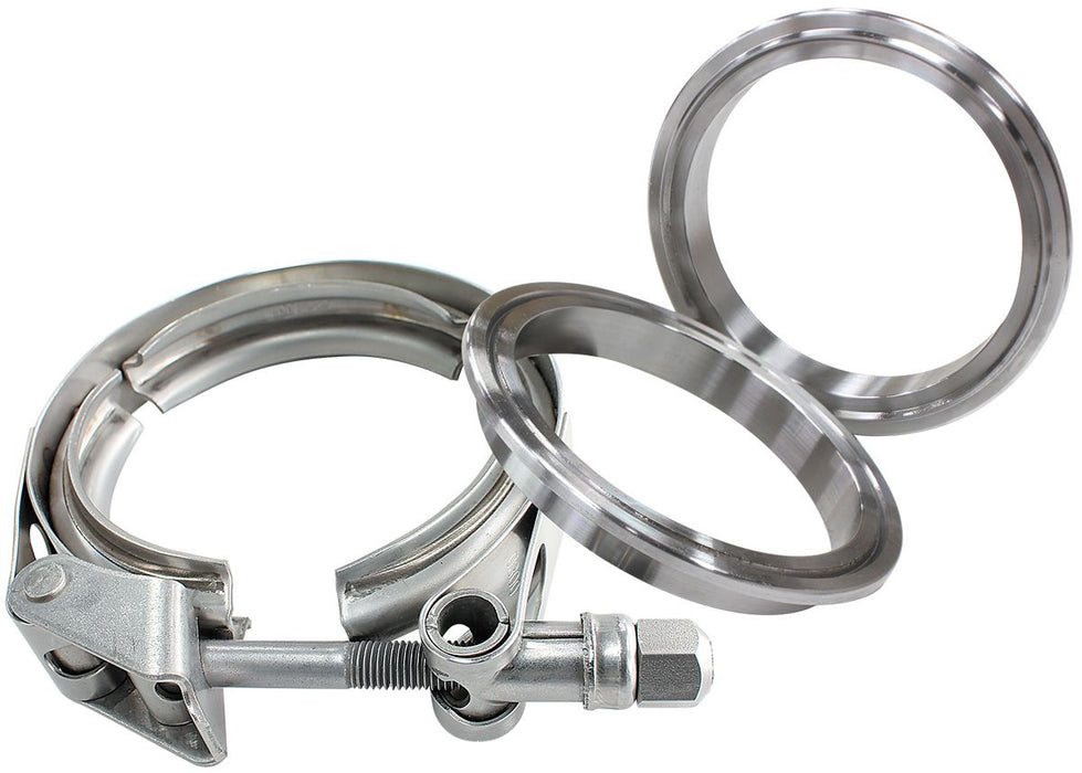 5" (127mm) V-Band Clamp Kit with Aluminium Weld Flanges  Kit Includes 2 x Aluminium Weld Rings and 1 x Stainless Steel Clamp