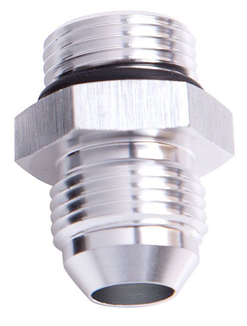 ORB to AN Straight Male Flare Adapter  -4 ORB to -6AN, Silver Finish