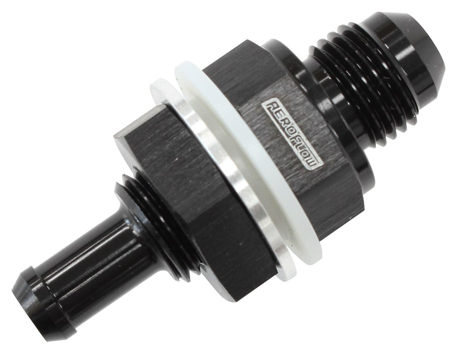 Fuel Cell Bulkhead Fitting -8AN to 1/2" Barb  Black Finish