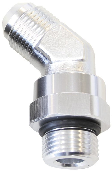 45° ORB Swivel to Male Flare Adapter -12 to -12  Silver Finish