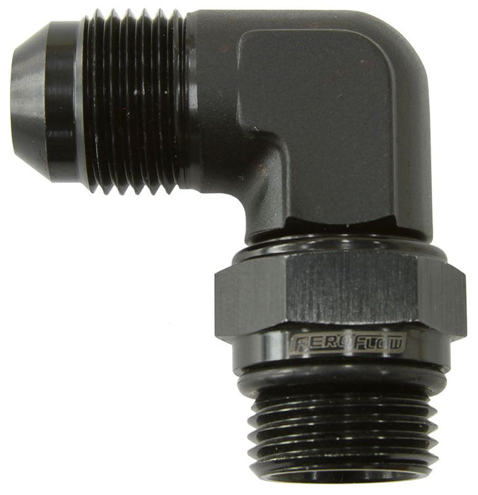 90° ORB Swivel to Male Flare Adapter -6ORB to -6AN  Black Finish