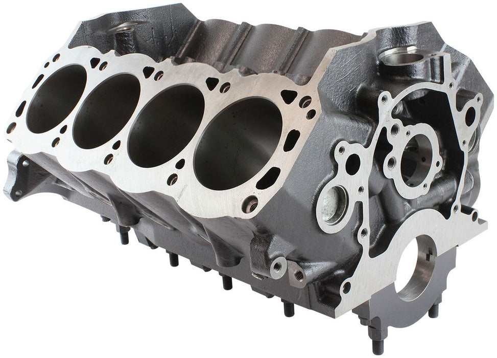 Aeroflow Cast Iron Ford 351W Engine Block, 4.000" Bore 9.500" Deck Height, 351 Cleveland Mains, 4-Bolt Billet Splayed Caps
